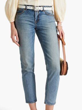ZIMMERMANN Faded mid-rise tapered jeans